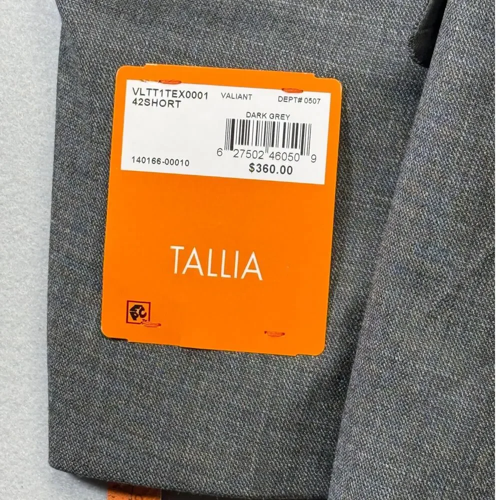 Tallia Men's Classic-Fit stretch Suit Jacket Dark Gray 42S $360